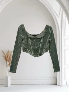 Corsé de terciopelo verde para mujer Haute Monde talla pequeña elástico acanalado tejido Y2K - Imagen 1 de 24