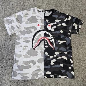 BAPE Half City Camo White Black Shark Tee Glow In The Dark Size Medium - Picture 1 of 12