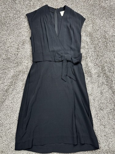 Abito Kate Spade taglia 2 nero senza maniche scollo a V dettaglio fiocco midi classico