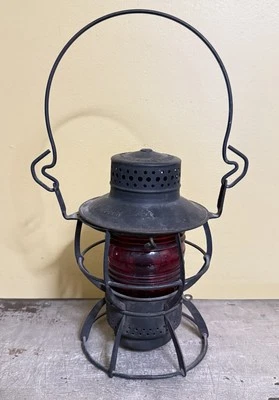 Antique Dressel Arlington NJ Railroad Lantern w/Red Globe, N.J. B & O R R - Image 1 of 4