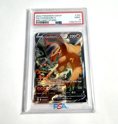 Charizard V Alt Full Art 154/172 Pokemon Cards Brilliant Stars PSA 9 MINT - Image 1 of 2