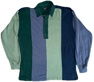 VTG 90s Structure Rugby Polo Shirt M Striped Classic 90s - 100% Cotton - Picture 1 of 12