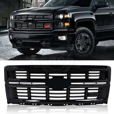For 2014 2015 Chevrolet Silverado 1500 Front Upper Bumper Grille Gloss Black NEW - Image 1 of 4