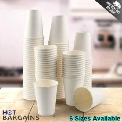 White Paper Cups for Hot Drinks Single Wall Disposable Cups Hot Cold Drinks - Image 1 of 4