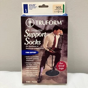 TRUFORM Over The Calf Men's Dress Socks 15-25 mmHg (Black) Size M NOS 2002 - Picture 1 of 6