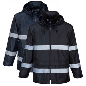 Portwest Hi Vis Classic Iona Rain Jacket Lightweight Waterproof Hooded Coat-F440 - Picture 1 of 12