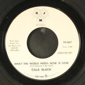 CILLA BLACK: what the world needs now is love DJM 7" Single 45 RPM - Picture 1 of 2