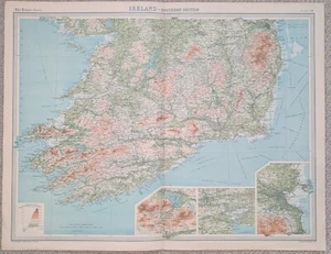 Ireland - Southern Section Map (Plate 24) Times Atlas of the World 1922 - Picture 1 of 3