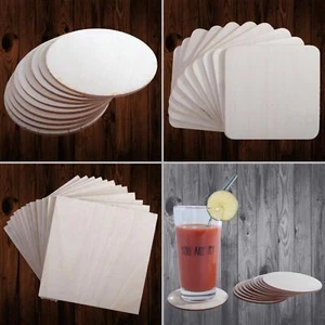 Unfinished Blanks Craft Plain Shapes | Plywood Pieces Round Square DIY Art Discs - Picture 1 of 45