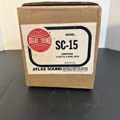 SC-15-8 Atlas Sound 15 Watt Loudspeaker 8 Ohm Indoor/Outdoor Beige,  New - Image 1 of 4