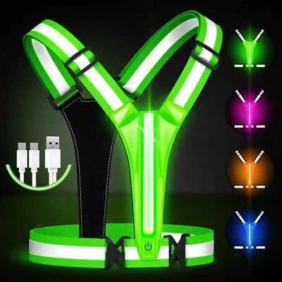 LED Reflective Running Vest, USB Rechargeable, Adjustable Fit - Image 1 of 4