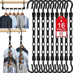 16 Stück Magische Kunststoff Kleiderbügel Platzsparende Aufbewahrung & Organizer für Schrank, Schwarz - Bild 1 von 7