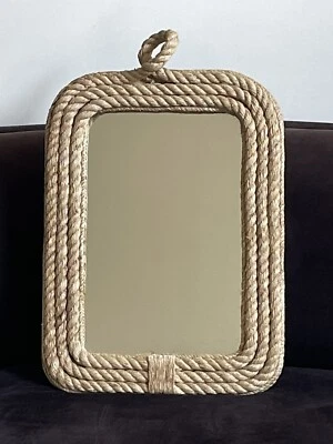 Espejo de cuerda de yute costero náutico Two's Company 17x26" EXC Foto 1 de 4