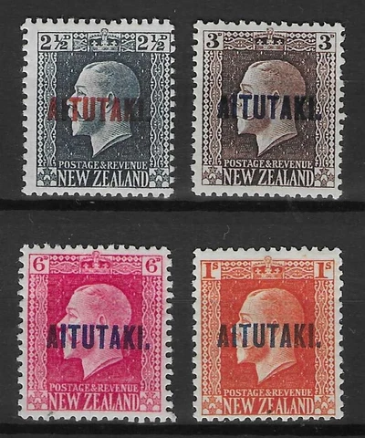 AITUTAKI 1917-18 SET (4) MH/HMH. PERF 14 x 13 1/2. SG. 15 - 18.  (7133) Cover