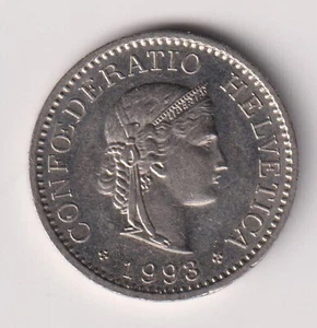 SWITZERLAND 1998 10 Rappen KM#27 -Libertas -copper nickel- R.81 uncirculated - Picture 1 of 2