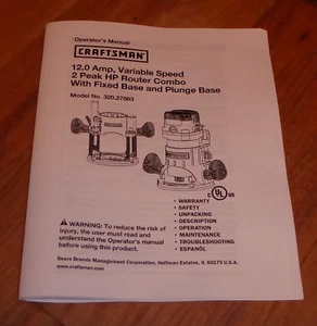 SEARS CRAFTSMAN ROUTER VARIABLE SPEED ROUTER COMBO OWNERS MANUAL 320.27683 27683 - Picture 1 of 1