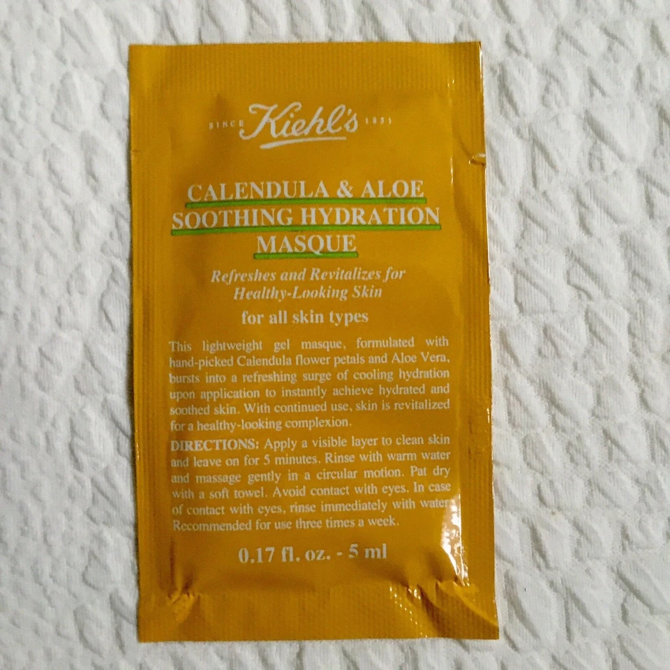 KIEHL'S Calendula & Aloe Soothing Hydration Masque Mask 5ml Sample Sachet - Image 1 of 1