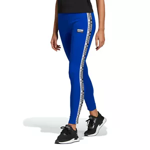 adidas Blue Leggings Retro 90's RRP £27 Cotton Tape Womens Originals R.Y.V. XS S - Picture 1 of 9