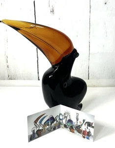 RARE HEAVY VINTAGE 12" MURANO GLASS TOUCAN FIGURINE SIGNED V. NASON & CO ITALY - Picture 1 of 21