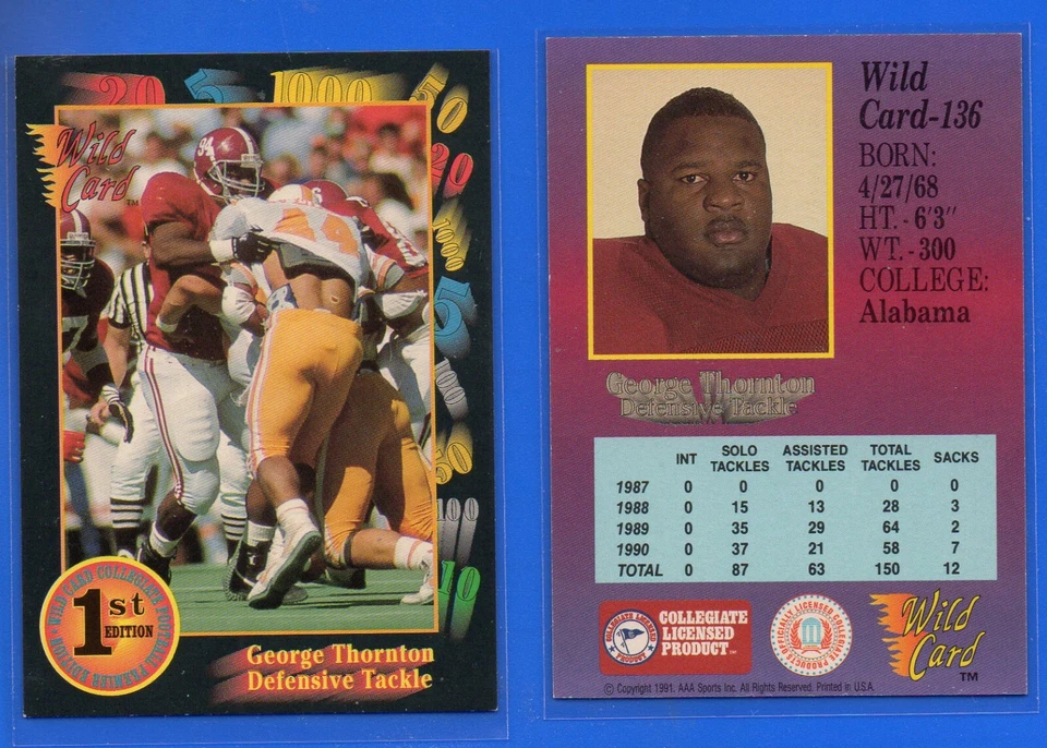 1991 Wild Card Draft Football #136 George Thornton - Image 1 of 1