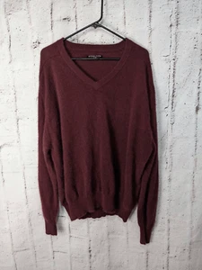 Kirkland Mens XXL Sweater 100% Cashmere Long Sleeve Dark Maroon V Neck Pullover - Picture 1 of 6