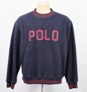 VTG Men's 1990s Polo Ralph Lauren Spellout Fleece Sweatshirt / Sweater Sz M 90s - Picture 1 of 6
