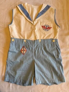 vintage toddler shirt short set with pilot motif and sailor collar - Picture 1 of 6