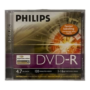 Philips LightScribe DVD - R 4,7 GB 1-16x Speed DVD-R Rohling 1 Stück Neu & OVP - Bild 1 von 2