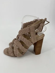 BCBGeneration Womens Tan Braided Suede Block Heel Sandals Size 8 - Picture 1 of 9