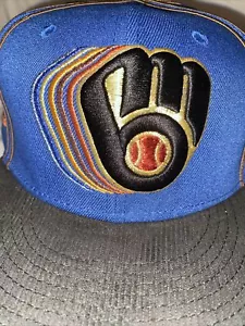 7 1/2 my fitteds brewers royal blue/black corduroy 50th anniv. banshee gundam sb - Picture 1 of 5