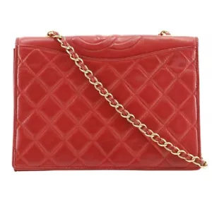 CHANEL ChainShoulder Shoulder Bag Matelasse COCO Mark vintage Red lambskin... - Picture 1 of 12