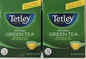 Tetley Natural Green Tea 2 Box Total 144 Bags Refreshing & light NWT 144g EA - Picture 1 of 11