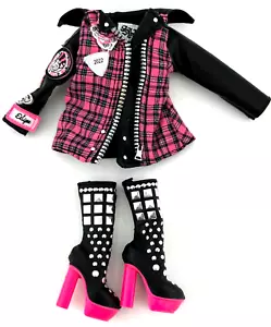 Botas Shadow High Mara Pinket Neón Arco Iris Negras con Tachuelas + Chaqueta a Cuadros con Cremallera - Imagen 1 de 6