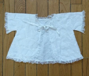 Chaqueta de bautizo bautizo bebé bebé crema nailon lazo bordado kimono de colección - Imagen 1 de 6