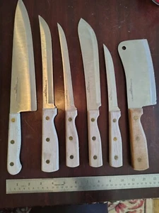 Vintage Old Homestead Knife Lot Of 6 Knives Butcher Slicer Filet Cleaver Chef - Picture 1 of 9