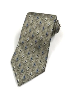 Vintage Burma Bibas Gold Geometric Silk Tie 57" Made in USA - Picture 1 of 4
