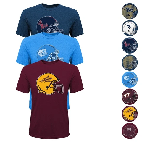 NCAA Outerstuff Team "Sketch Helmet" Tri-Blend T-Shirt Collection Youth (S-XL) Cover
