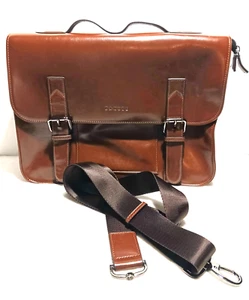 New Banuce Italian Leather Briefcase Laptop Bag Messenger Shoulder Strap - Picture 1 of 12
