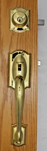 Schlage Camelot Handleset Left Hand Flair Lever Brass F60CAM505FLA605LH #8mh - Picture 1 of 4