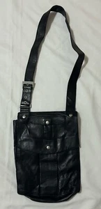 Vintage Karl Lagerfeld x H&M Umhängetasche schwarz Leder Messenger silberne Hardware - Bild 1 von 18