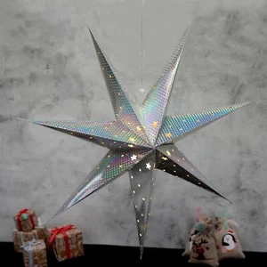 Christmas Silver LED Hanging Star Light Lantern Wedding Party Decor Large 60 cm - Picture 1 of 6