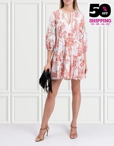 RRP€560 SACHIN & BABI Coco Tiered Mini Dress Size M Embroidered Cut Out Shirred - Picture 1 of 10