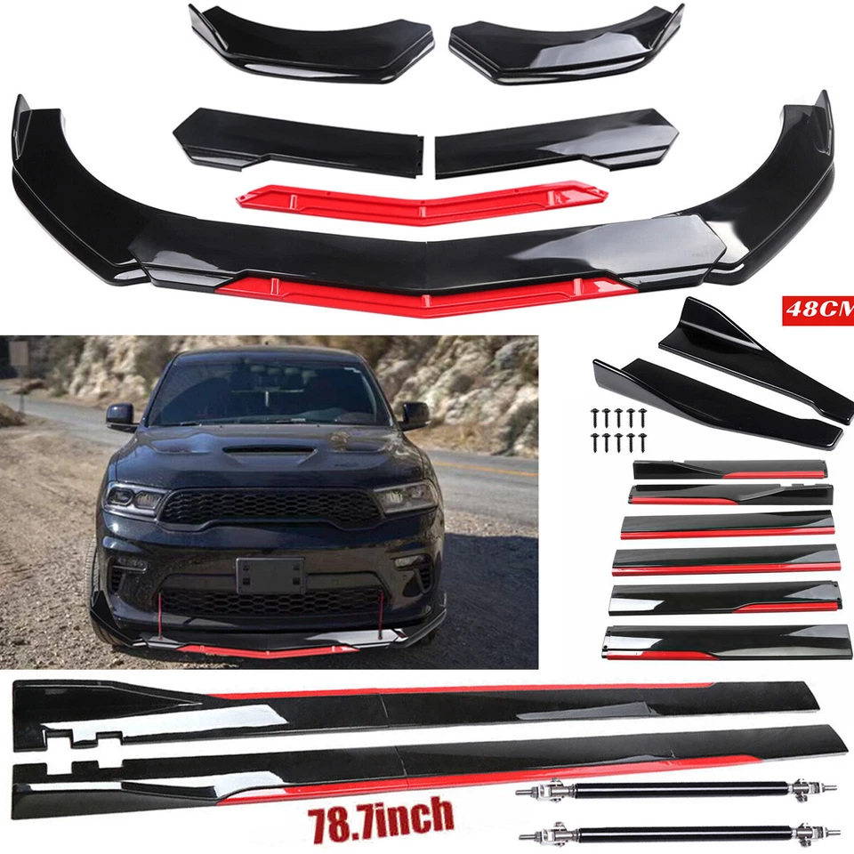 For Dodge Durango Front Bumper Lip Splitter Spoiler + Strut Rods - Imagem 1 de 4