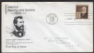 US TO CHILE COVER 1940 GRAHAM BELL TELEPHONE INVENTOR BOSTON, MA - TOCOPILLA - Picture 1 of 2