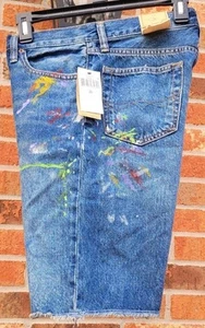 Polo Ralph Lauren Sullivan Slim Fit Paint Denim Jean Shorts Blue Boys Size 20 - Picture 1 of 11