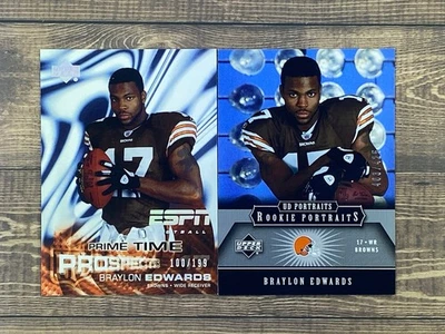 Tarjetas de novato 2005 Upper Deck NFL Braylon Edwards 100/199 y 403/425  Foto 1 de 4