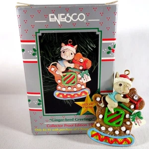 Enesco Treasury "Ginger-Bred Greetings" Ornament 1992 Collector Proof Edition - Picture 1 of 5