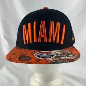 Zephyr NCAA Miami Hurricanes Throwback Snapback Hat Color Black & Orange Cap - Picture 1 of 8