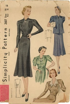 Simplicity 2687 MATERNITY Dress w Detachable Collar & Straight Jacket Sz 18 CUT - Image 1 of 4