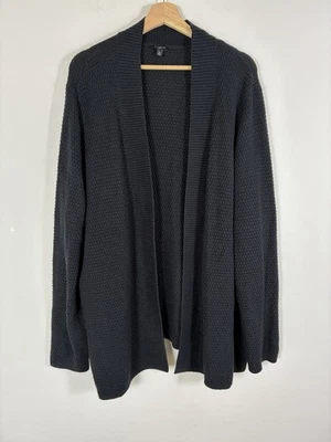 Cárdigan Talbots Mezcla Lana 3X Negro Tejido Gofre Largo Oficina Informal Minimalista Foto 1 de 4